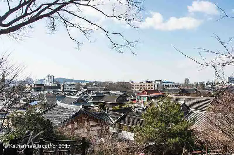 Blick über das Hanok-Village in Jeonju